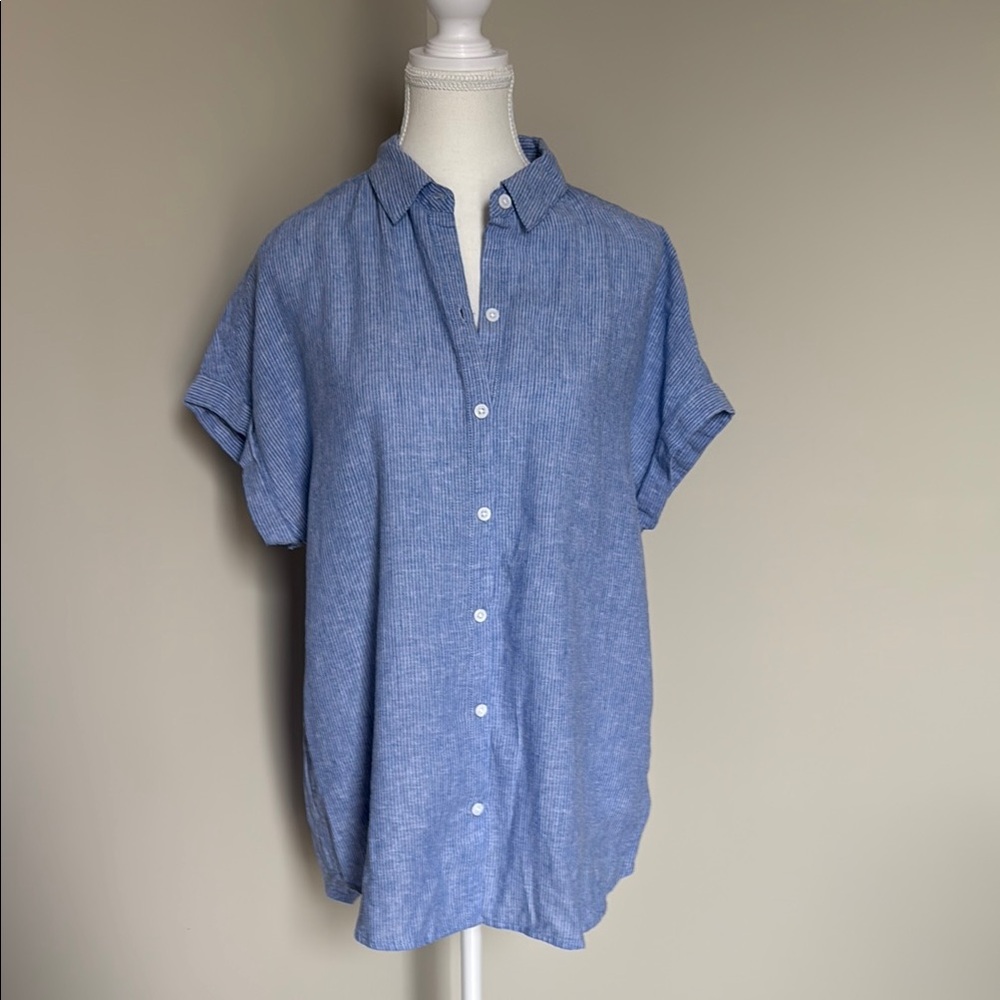 Beachlunchlounge Blue Striped Shirt NWT SIZE M